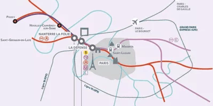   Carte des transports en commun de Paris La Défense