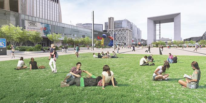 Grande pelouse du projet de la place de La Défense